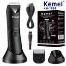 Kemei KM-1838 área da virilha aparador de pêlos cortador de grama lâmina cerâmica à prova dwaterproof água molhado seco clippers pubia axila corpo cabelo higiene navalha